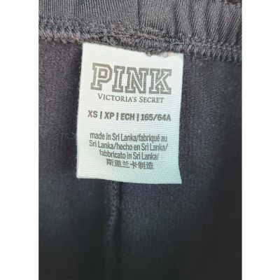 VS Pink Victoria's Secret Black Jogger Pants With PINK Down Legs XS