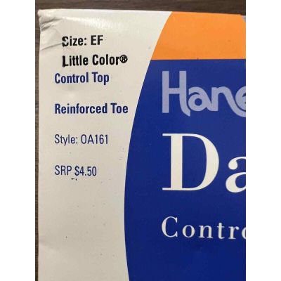 Hanes Day Sheer Control Top Size EF Little Color Reinforced Toe NOS Pantyhose