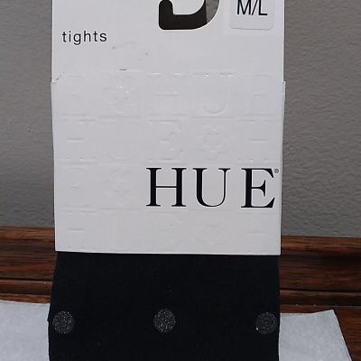 New Hue Brand 2 Pairs Women's Black Tights Size M/L Metallic Dot/Black