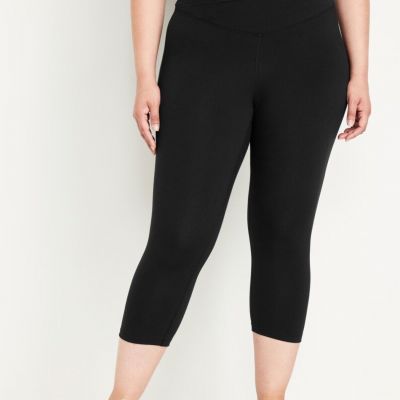 Old Navy Women's Extra High-Waisted PowerChill Crop Leggings Black Plus Size 4X