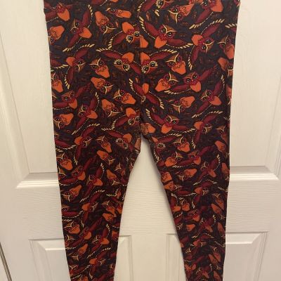 LuLaRoe Womens Multi Color Owls Soft Leggings Size TC Preowned Good Condition