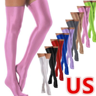 US Women Oil Glossy Pantyhose Non Slip Stockings Clubwear Ultra Thin Sock Thigh