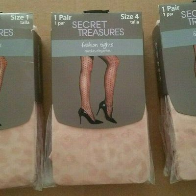 Womens Secret Treasures Brand Nude Leopard Fashion Nylon Blend Tights Size 1 4 5