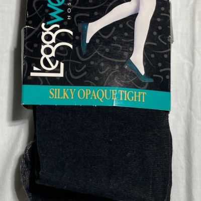 Vtg. Leggswear Hosiery Silky Opaque Tights Women's #8307-2 Size B Black 1 pair