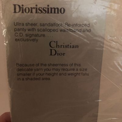 CHRISTIAN DIOR Diorissimo PANTYHOSE French Champagne 3 Hosiery Ultrasheer Leg