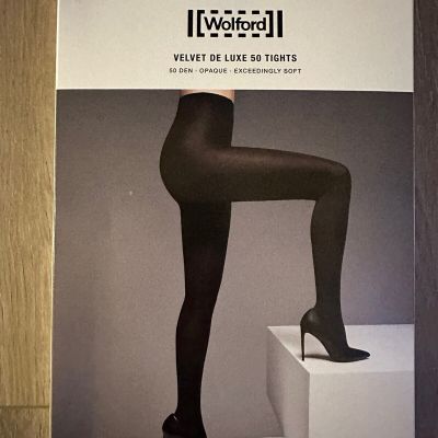 Wolford Women's US L Velvet De Luxe 50 Tights Black 10687 New in Packaging