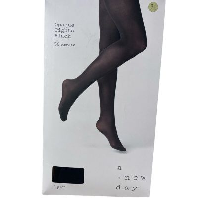 A New Day Women's Tights Opaque Closed Toe Black size M/L 50 Denier NEW