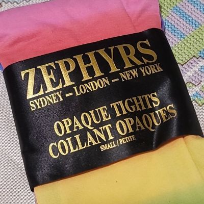 NOS Zephyrs Opaque Tights RAINBOW SMALL PETITE AWESOME RETRO