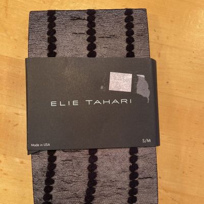 $30 NWT ELIE TAHARI BLACK EMBROIDERED TIGHTS SIZE SMALL