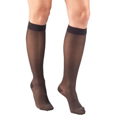 Truform Women's Stockings Knee High Sheer Diamond Pattern: 15-20 mmHg S CHARCOAL