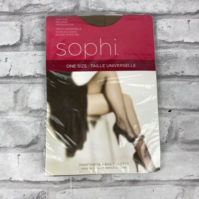 Sophi Pantyhose Day Sheer Reinforced Toe One Size Beige 100-150lbs New In Pkg