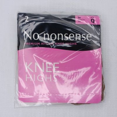 NEW No Nonsense Knee Highs Stockings 2 Pair Comfort Top Q Tan Sheer Toe