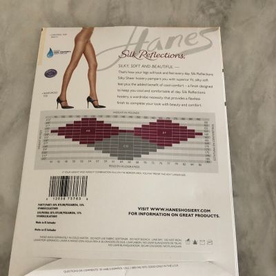 Hanes Silk Reflections Cool Comfort Control Reinforced Toe Pantyhose - SIZE: C-D