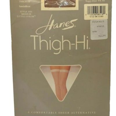 Hanes Thigh High Stockings Little Color Size Medium Sandalfoot Summer Hose NOS