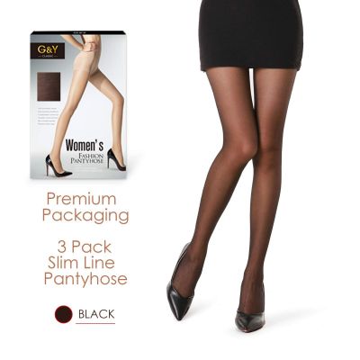 G&Y 3 Pairs Womens Sheer Tights - 20D Control Top Pantyhose with Reinforced T...