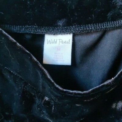 NEW Wild Pearl Black Velvet Leggings Size M $48