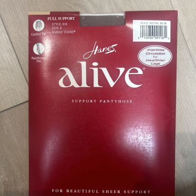 Hanes Alive Full Support Control Top 810 Pantyhose Barely There  Size E New