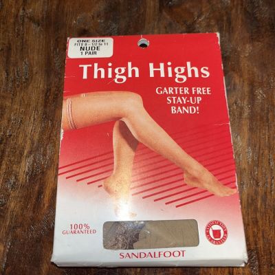 Vintage Perfection Thigh High Stockings Nude One Size Sandalfoot New One Size