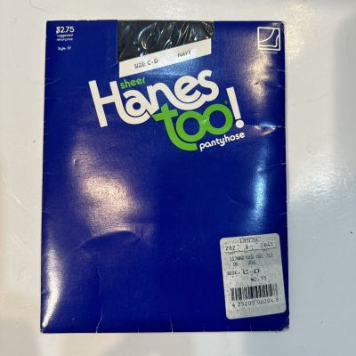 Hanes Too Day Sheer Sandlefoot Pantyhose Sz CD #117 Navy Nylons New Old Stock