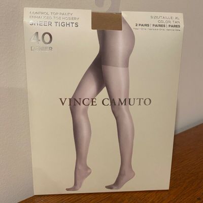 NEW Vince Camuto Sheer Tights XL ** 40 Denier ** 2 pair ** Black & Tan