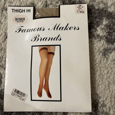 Thigh highs Famous Maker Brands Lt Beige Day sheer Fits Womens Foot8.5-11 Hose-