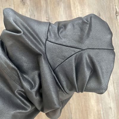 SPANX Faux Leather Moto Leggings Women's Small Black Shiny Coated Shaping Pants