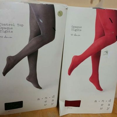 a new day Women's new lot of 2 Opaque control top Tights sz M/L