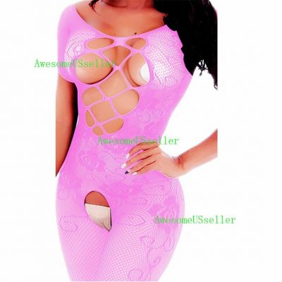 Women's Adult Babydoll Fishnet Body Stockings Bodysuit Sleepwear Mesh Lingerie