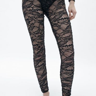 BNWT - Zara Black Lace Leggings (Size Small)