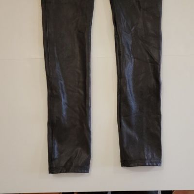 SPANX Size Petite Small PS Black Faux Leather Leggings #2437Q