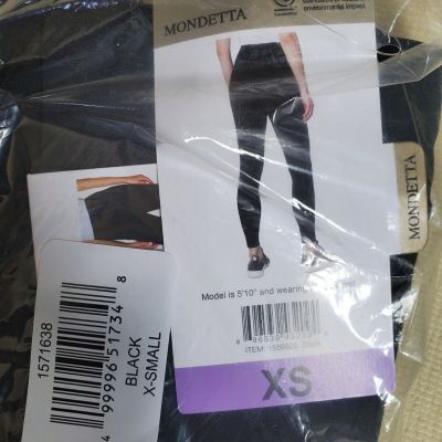 New MONDETTA Women's Leggings Active Athletic Sheer Pocket High Waist XS, black