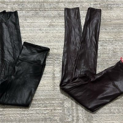 Bundle of 2 SPANX Women’s Sz S Brown/Black Faux Leather Leggings
