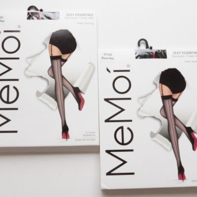 MeMoi 2 PAIRS Sexy Essentials Backseam Cuban Heel Sheer Stockings Plus Q1 / Q2