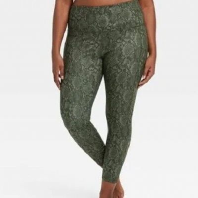 All In Motion Leggings For Women Size 3X Color Olive Green With Pockets  B9