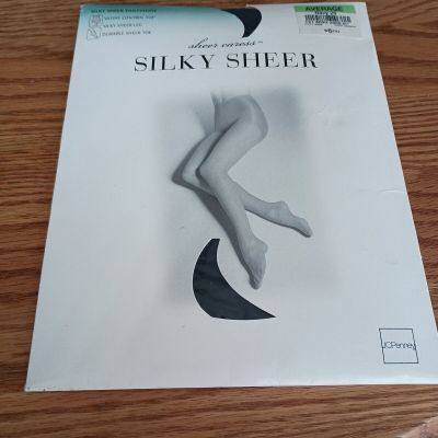 Sheer Caress Silky Sheer Pantyhose Average Navy 29 JCPenney Control Top Blue