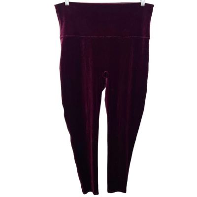 Spanx women’s velvet high waist leggings in rich burgundy size 3X