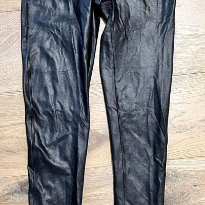 SPANX Faux Leather High Rise Leggings Black Women's Size Large