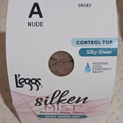 Leggs Silken Mist Control Top Pantyhose Nude A Silky Sheer, Wicking