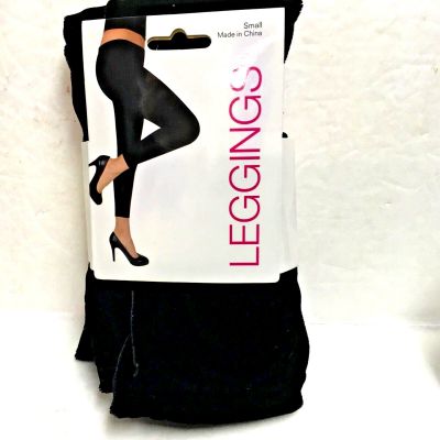 LEGGINGS BLACK COLOR S SIZE SMALL (STRETCH VELVETY LOOK)  NEW IN PACKAGE