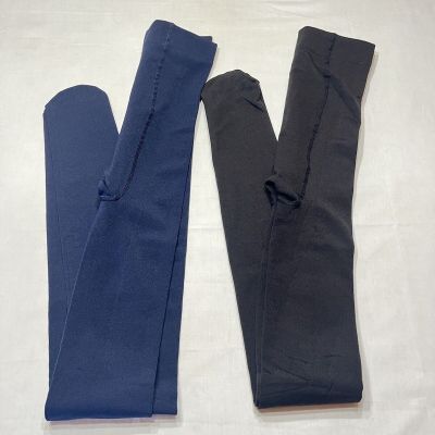 Lanylon Star 2 Pair Fleece Lined Tights For Winter Women’s Opaque Black + Navy.
