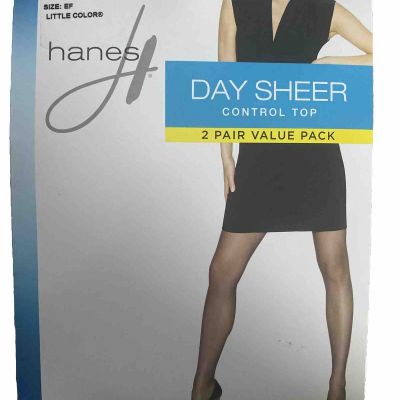 Hanes Day Sheer Control Top Size  EF   Little Colors  2 Pair Value Pack  #0G098