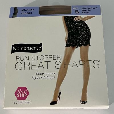No nonsense Women's Great Shapes Run Stopper Sheer Pantyhose Beige Mist Size B