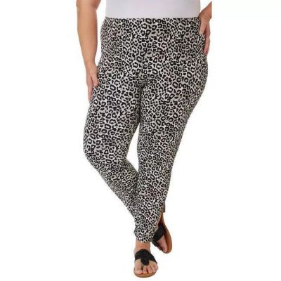 Plus Leggings Size 3X Khakis & Co  Suave Leopard Print 27 inch  Seamless NEW $36
