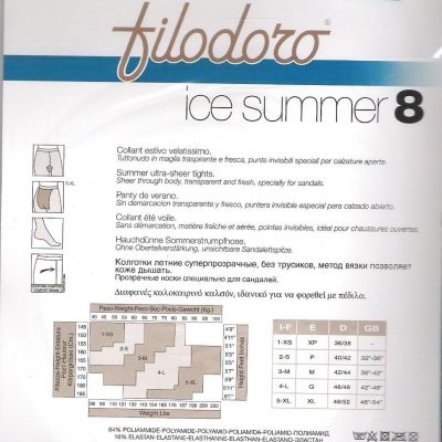 Italian Filodoro Tights/Pantyhose Summer 8. 4 Sizes/Colors.Made in Italy Quality