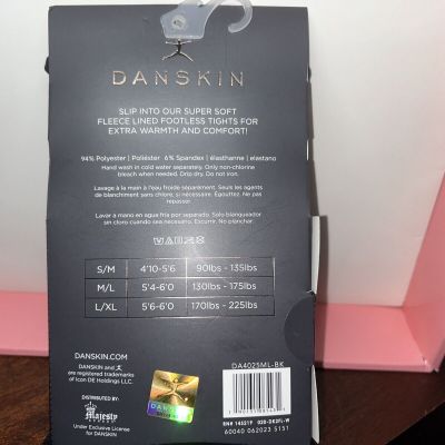 DANSKIN 2pair Fleece Lined Footless Tights M/L New In Package