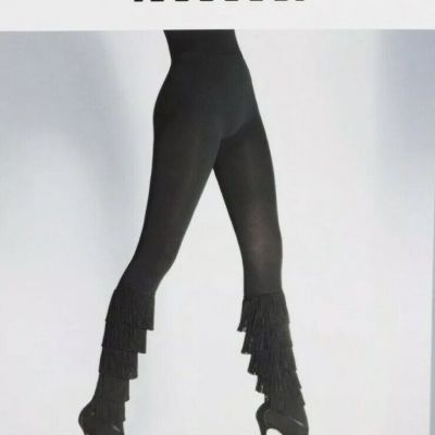 Wolford Pantyhose Black Fringe Tights size L ,new,very Rare,fringe On Calf.