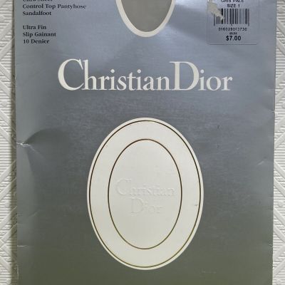 Christian Dior Pantyhose Diorissimo Gris Pale Size 1 Ultra Sheer Sandalfoot Cont