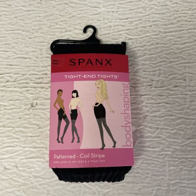 Spanx Shapewear Black Tight End Tights Patterned Coil Stripe Size C