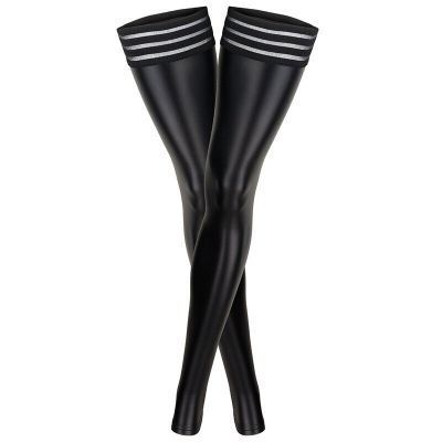 PU Women Sexy Faux Leather Wet Look Footless Pantyhose Tights Stockings Clubwear