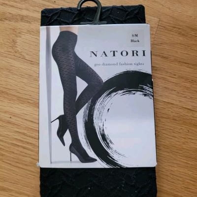 Natori NTF6-143 Geo Diamond  Fashion Tights Black Size S/M